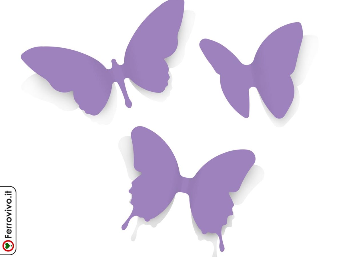 farfalle decorative da parete lilla, FERROVIVO